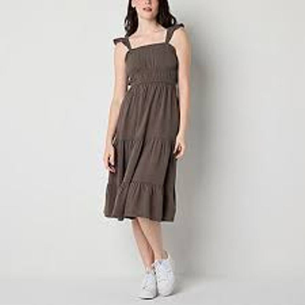 Arizona Flutter Sleeveless Tiered‎ Midi Fit & Flare Spring Dress Women Small NWT
